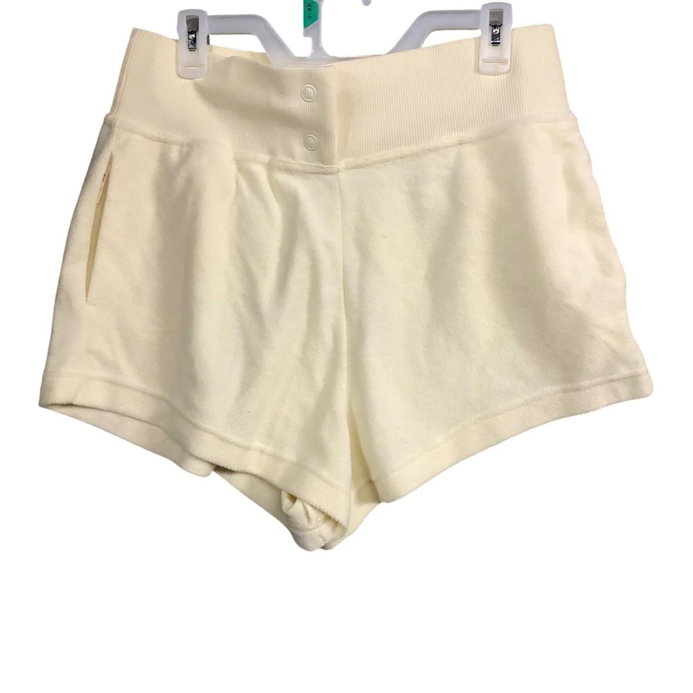 New Vtg Nike Sportswear Terry‎ Cloth Dolphin Shorts Cream Beige Women's Size L